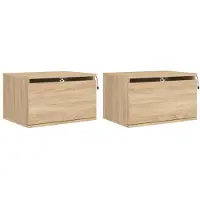 vidaXL Tables de chevet murales avec lumières LED 2 pcs chêne sonoma