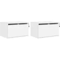 vidaXL Tables de chevet murales avec lumières LED 2 pcs blanc