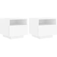 vidaXL Armoires de chevet avec lumières LED 2 pcs blanc 40x39x37 cm