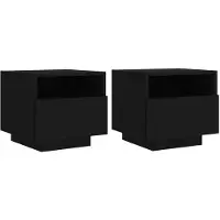 vidaXL Armoires de chevet avec lumières LED 2 pcs noir 40x39x37 cm