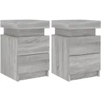 vidaXL Tables de chevet avec lumières LED 2 pcs sonoma gris 35x39x55cm