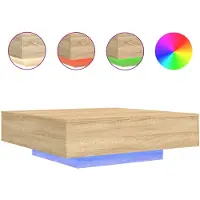 vidaXL Table basse avec lampes LED Chêne Sonoma 100x100x31 cm