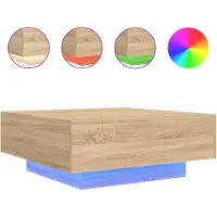 vidaXL Table basse avec lumières LED chêne sonoma 80x80x31 cm
