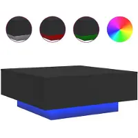 vidaXL Table basse avec lumières LED noir 80x80x31 cm