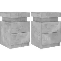 vidaXL Tables de chevet avec lumières LED 2 pcs gris béton 35x39x55 cm