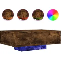vidaXL Table basse avec lampes LED chêne fumé 85x55x31 cm