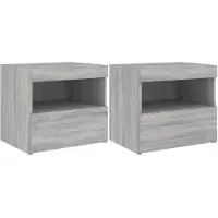 vidaXL Tables de chevet avec lumières LED 2 pcs sonoma gris 50x40x45cm