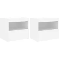 vidaXL Tables de chevet avec lumières LED 2 pcs blanc 50x40x45 cm