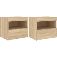 vidaXL Tables de chevet et lumières LED 2 pcs chêne sonoma 50x40x45 cm