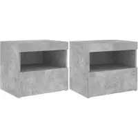 vidaXL Tables de chevet avec lumières LED 2 pcs gris béton 50x40x45 cm