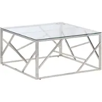 vidaXL Table basse argentée Acier inoxydable et verre trempé