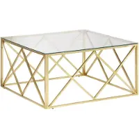 vidaXL Table basse Golden acier inoxydable et verre trempé