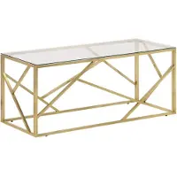 vidaXL Table basse Golden acier inoxydable et verre trempé