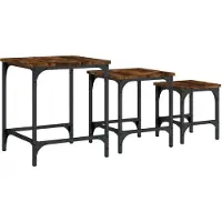 vidaXL Tables d'ensemble 3 pcs. Chêne fumé Bois composite
