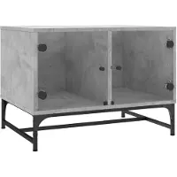 vidaXL Table basse avec portes en verre gris béton 68,5x50x50 cm