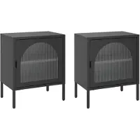 vidaXL Tables de chevet 2 pcs noir 50x35x60 cm verre et acier
