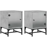 vidaXL Tables de chevet et portes vitrées 2 pcs gris béton 35x37x50 cm