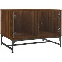 vidaXL Table basse avec portes en verre brun imitation chêne 68,5x50x50 cm