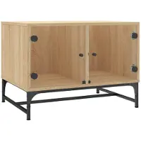 vidaXL Table basse avec portes en verre Chêne Sonoma 68,5x50x50 cm