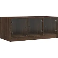 vidaXL Table basse avec portes en verre brun imitation chêne 102x50x42 cm