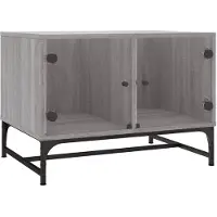 vidaXL Table basse avec portes en verre Gris Sonoma 68,5x50x50 cm