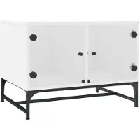 vidaXL Table basse avec portes en verre blanc 68,5x50x50 cm