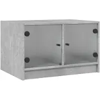 vidaXL Table basse avec portes en verre gris béton 68x50x42 cm