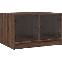 vidaXL Table basse avec portes en verre brun imitation chêne 68x50x42 cm