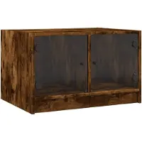 vidaXL Table basse avec portes vitrées chêne fumé 68x50x42 cm