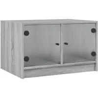 vidaXL Table basse avec portes en verre Gris Sonoma 68x50x42 cm