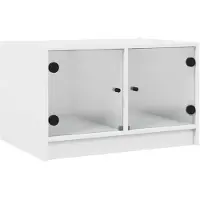 vidaXL Table basse avec portes en verre blanc 68x50x42 cm