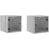 vidaXL Tables de chevet et portes vitrées 2pcs sonoma gris 35x37x35cm