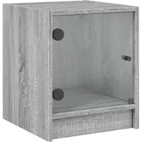 vidaXL Table de chevet avec porte en verre sonoma gris 35x37x42 cm