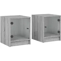 vidaXL Tables de chevet et portes vitrées 2pcs sonoma gris 35x37x42cm