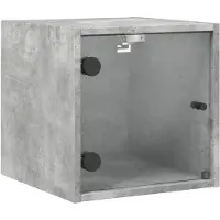 vidaXL Table de chevet avec porte en verre gris béton 35x37x35 cm
