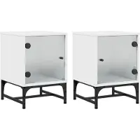 vidaXL Tables de chevet avec portes en verre 2 pcs blanc 35x37x50 cm