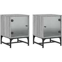 vidaXL Tables de chevet et portes vitrées 2 pcs sonoma gris 35x37x50cm