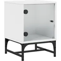 vidaXL Table de chevet avec porte en verre blanc 35x37x50 cm