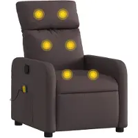 vidaXL Fauteuil de massage tissu marron foncé