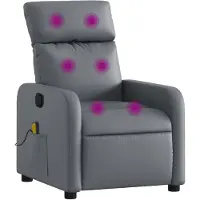 vidaXL Fauteuil de massage Gris Similicuir