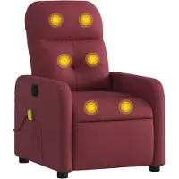 vidaXL Fauteuil de massage vin rouge tissu