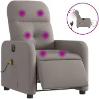 vidaXL Fauteuil de massage électrique Taupe Tissu