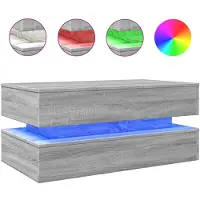 vidaXL Table basse avec lampes LED Gris Sonoma 90x50x40 cm