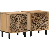 vidaXL Tables de chevet 2 pcs 40x33x46 cm Bois de manguier solide