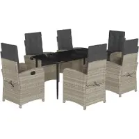 vidaXL Ensemble de jardin 7 pièces avec coussins gris clair Poly rotin