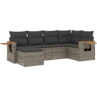 vidaXL Ensemble de salon de jardin 6 pièces avec coussins Gris Poly rotin
