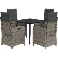 vidaXL Ensemble de jardin 5 pièces avec coussins Gris Poly rotin