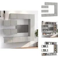 vidaXL Ensemble d'armoires TV 7 pièces gris béton Matériau dérivé du bois - Meubles TV