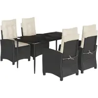 vidaXL Ensemble de jardin 5 pièces avec coussins Noir Poly Rattan