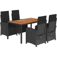 vidaXL Ensemble de jardin 5 pièces avec coussins Noir Poly Rattan